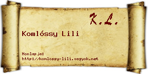 Komlóssy Lili névjegykártya