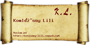 Komlóssy Lili névjegykártya